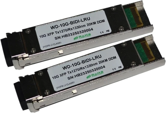 Alt view image 2 of 2 - Single Core 10G WDM 1270nm/1330nm 10km/20km DOM XFP+ LC Transceiver