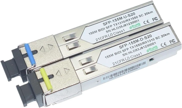 Alt view image 2 of 4 - Single Core 100Mbps 155M 1310nm/1550nm 20km DOM WDM/BiDi SFP Transceiver(LC)