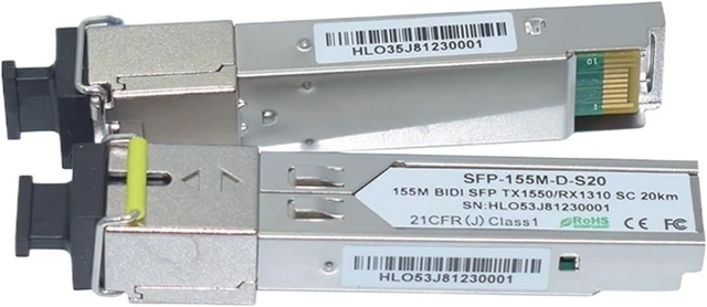 Alt view image 4 of 4 - Single Core 100Mbps 155M 1310nm/1550nm 20km DOM WDM/BiDi SFP Transceiver(LC)