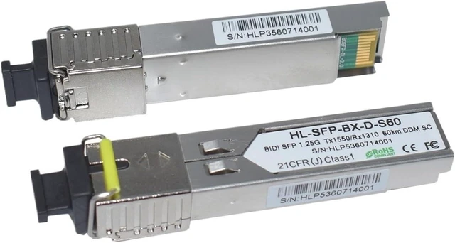 Alt view image 4 of 6 - 1.25G WDM 1000BASE T1310nm/R1550nm 60KM BIDI SFP LC/SC SFP Transceiver (Color : 2 Pairs SC)