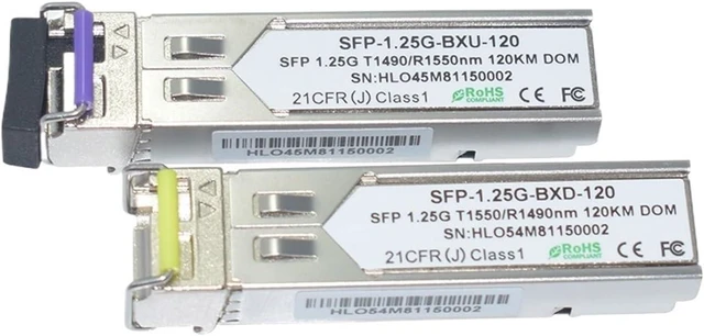 Alt view image 3 of 3 - 1000BASE-BX WDM Mini GBIC Transceiver 1.25G 1490nm/1550nm 120km SFP LC(1pair)