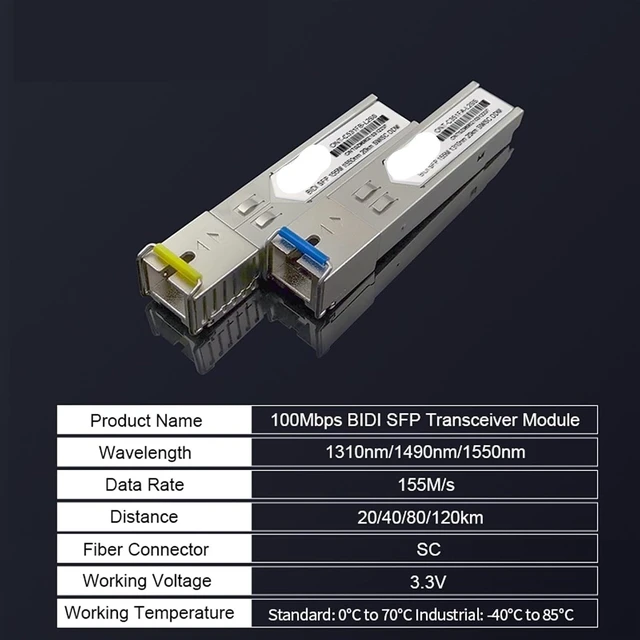 Alt view image 5 of 6 - ONTi SFP Module-100BASE-LX-100MbE Single Mode Fiber (SMF) Optic Transceiver-100Mb Ethernet SFP-SC 20km-1310nm-WDM-DDM(3pair 20km)