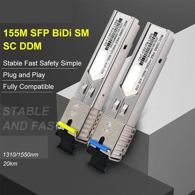Alt view image 2 of 6 - ONTi SFP Module-100BASE-LX-100MbE Single Mode Fiber (SMF) Optic Transceiver-100Mb Ethernet SFP-SC 20km-1310nm-WDM-DDM(3pair 20km)