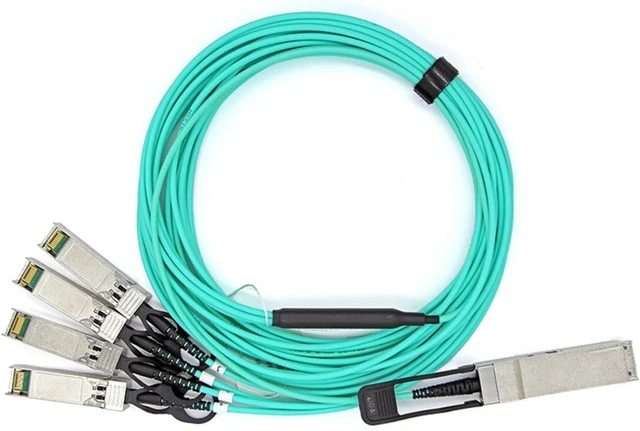 Alt view image 3 of 4 - 1PCS 100G Active Optical Cable QSFP28 to 4 SFP28 high-Speed Stacking Optical Fiber Cable 100G to 4x25G(5 Meters)