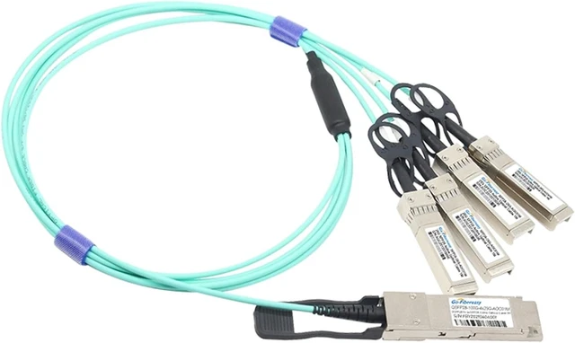 Alt view image 4 of 4 - 1PCS 100G Active Optical Cable QSFP28 to 4 SFP28 high-Speed Stacking Optical Fiber Cable 100G to 4x25G(5 Meters)