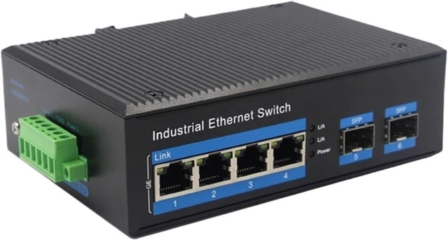 Alt view image 4 of 6 - 1PCS Gigabit Managed 2-Optical 4-Electrical Optical Fiber Switch SFP Port Rail-Type Ring Network Converter Protection(Full/Half Duplex Adaptive 1 Optical 4 Electrical)