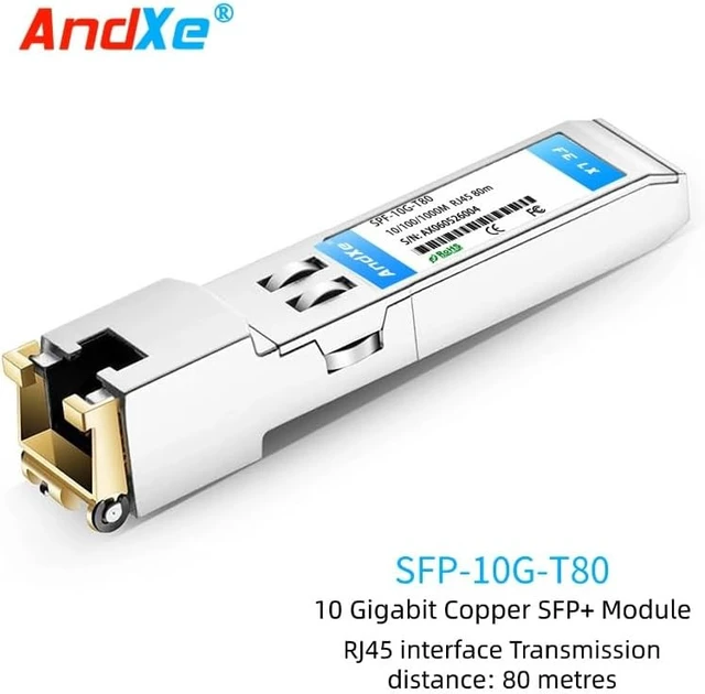 Alt view image 2 of 6 - 1.25G SFP-GE-T Compatible with 1000BASE-T SFP Socket Module 100m RJ-45 (SPF-10G-T80)