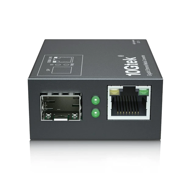 Alt view image 2 of 7 - A Pair of Mini Size Gigabit Fiber to Ethernet Media Converter,Single Mode Dual LC to RJ45, 10/100/1000Base-Tx to 1000Base-LX, with 1310nm SFP Module, 20km Range