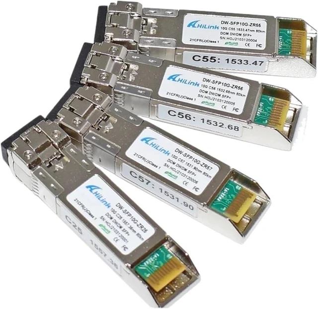 Main image of DWDM 10G ZR C17-C61 1563.86-1528.77nm DWDM 80KM SFP+ 10G Transceiver Optical Module