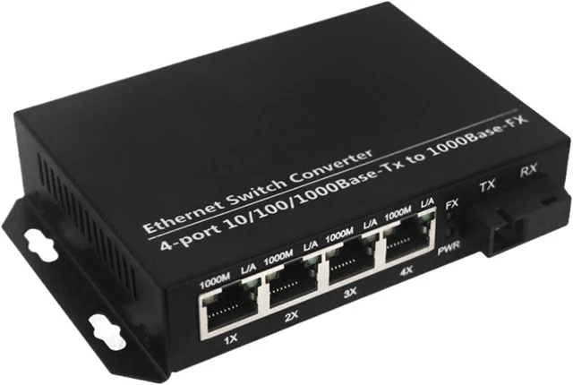 Alt view image 2 of 6 - 2PCS Gigabit Single-Mode 1 Optical 4 Electrical transceiver Single Fiber SC Interface Converter Video Surveillance Transmission 20km