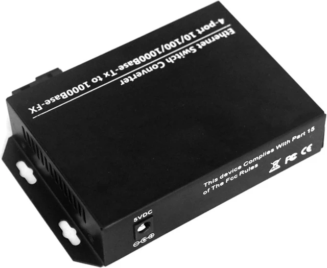 Alt view image 5 of 6 - 2PCS Gigabit Single-Mode 1 Optical 4 Electrical transceiver Single Fiber SC Interface Converter Video Surveillance Transmission 20km