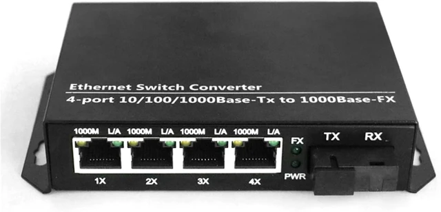 Alt view image 6 of 6 - 2PCS Gigabit Single-Mode 1 Optical 4 Electrical transceiver Single Fiber SC Interface Converter Video Surveillance Transmission 20km