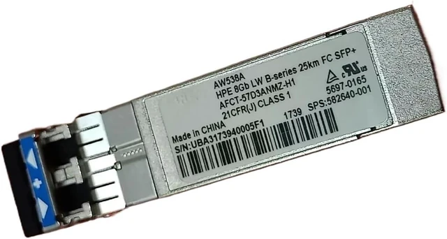 Main image of AW538A 8G 25KM LW FC SFP+ 5697-0165 582640-001 E173874 Single Mode Optical Transceiver
