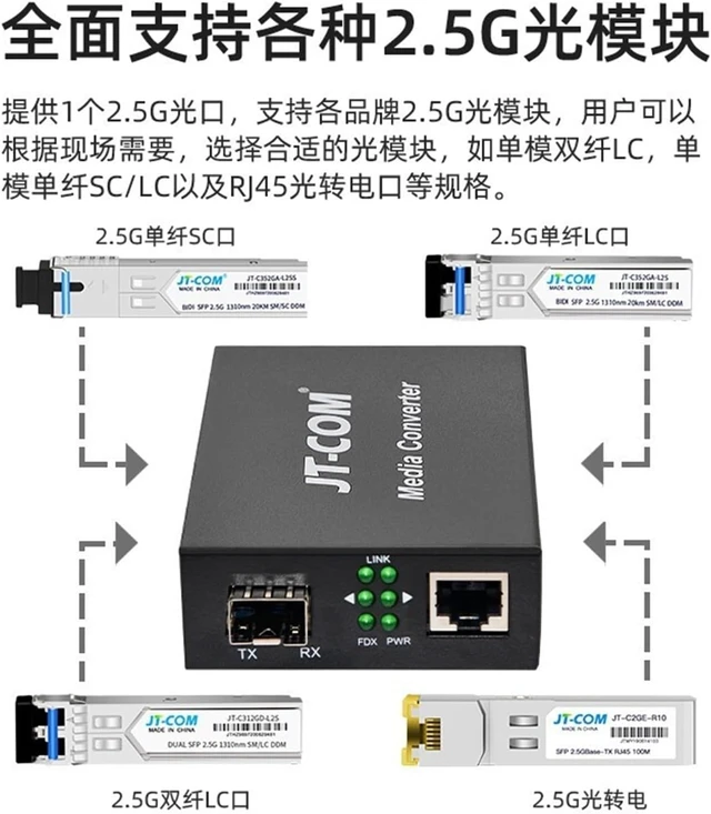 Alt view image 3 of 6 - 2.5G Fiber Optic transceiver SFP Converter 2500M Supports Stick(2.5G LC 20km 1 Pair)