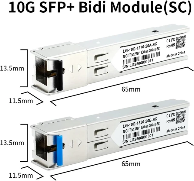 Alt view image 2 of 7 - 10G SFP+ Module SC 1270/1330nm Single Mode 0-20KM Fiber Optic Transceiver Module Compatible with Switch