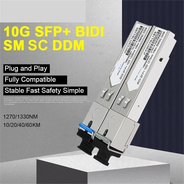 Alt view image 2 of 6 - 10G SC SFP Module SFP+ Fiber Optic Transceiver 1270nm/1330nm 10KM-60KM Single SC Compatible with Switch(1 Pair SC 10km)