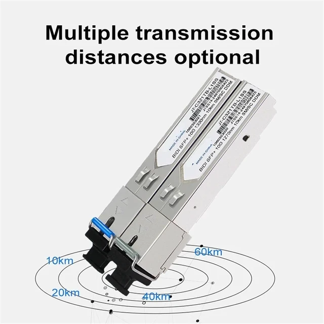 Alt view image 5 of 6 - 10G SC SFP Module SFP+ Fiber Optic Transceiver 1270nm/1330nm 10KM-60KM Single SC Compatible with Switch(1 Pair SC 10km)