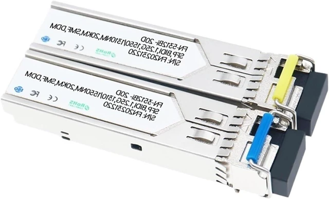 Alt view image 5 of 7 - LC Simplex Connector Transceiver SFP Single Mode Single Fiber Optical 1310nm/1550nm Ethernet Compatible with(2 Pair 20KM)