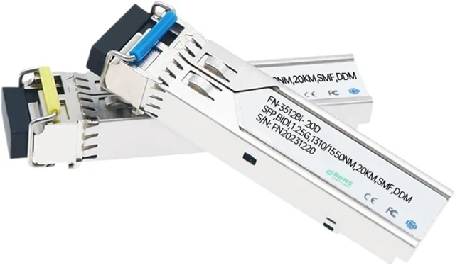 Alt view image 6 of 7 - LC Simplex Connector Transceiver SFP Single Mode Single Fiber Optical 1310nm/1550nm Ethernet Compatible with(2 Pair 20KM)