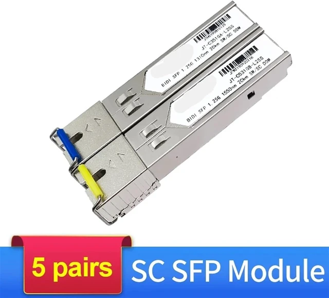 Alt view image 2 of 6 - 5 Pair 1Gb SC 5KM/20KM SFP Gigabit Optical Single Mode Single Fiber Transceiver Compatible with Ethernet Switch(5 Pair 5km)