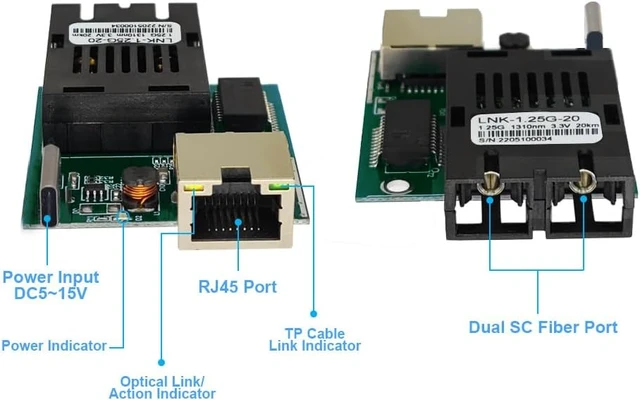 Alt view image 2 of 7 - Gigabit SC Fiber Media Converter PCBA 10pcs, Single Mode 20km