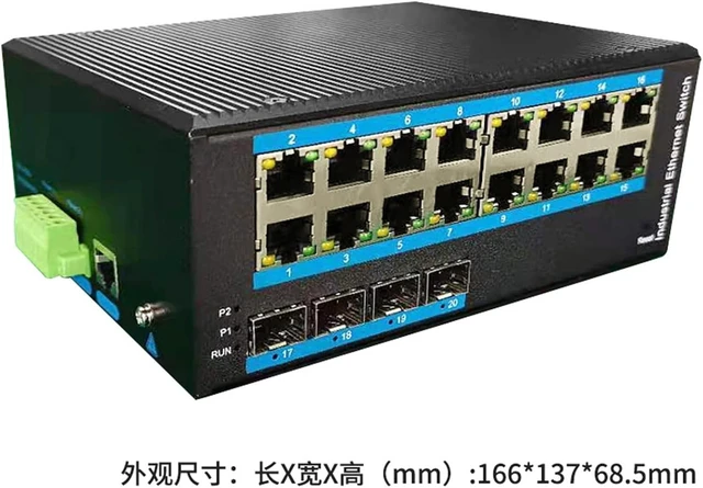 Alt view image 2 of 5 - 1PCS SFP Gigabit Managed Industrial transceiver IP40 Protection 4 Optical 16 Electrical Rail Type Ring Network Switch