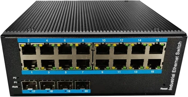 Alt view image 4 of 5 - 1PCS SFP Gigabit Managed Industrial transceiver IP40 Protection 4 Optical 16 Electrical Rail Type Ring Network Switch