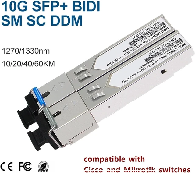 Alt view image 2 of 7 - SFP Module 10G SC SFP Module BIDI SFP+ Fiber Optic Transceiver 1270nm/1330nm 10KM-60KM Single SC(1 Pair SC 10km)