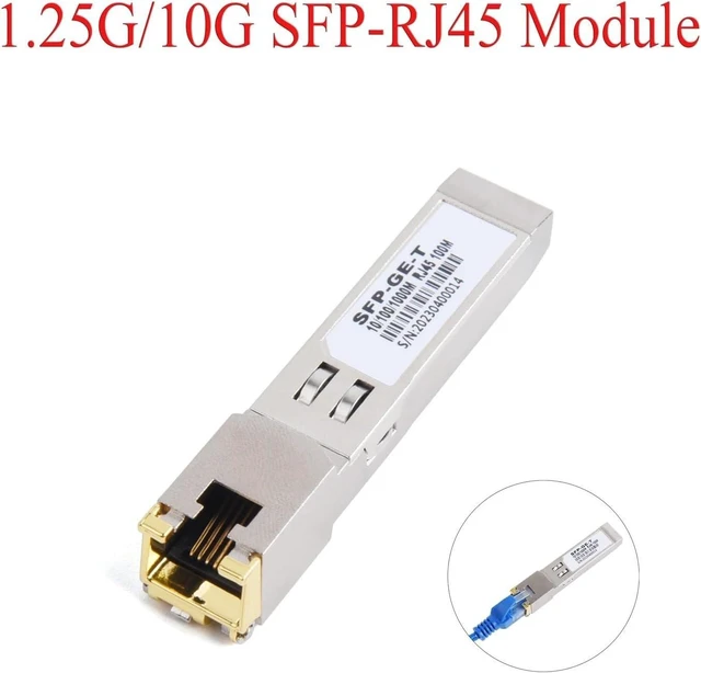 Alt view image 3 of 7 - Gigabit RJ45 SFP Module 10M/100M/1000M Adaptive 1000Mbps 1.25G 10G Transceiver Module Fit for Ethernet Switch(10PCS 1000M Adaptive)