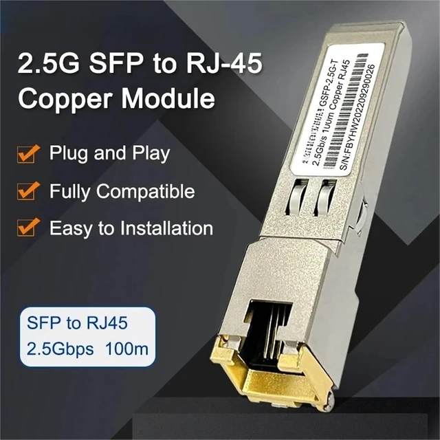 Alt view image 5 of 5 - 10G RJ45 SFP 2.5G/10G Copper SFP Module Ethernet sfp 10G/5G/2.5G RJ45 Transceiver 10GBase-T RJ45 Compatible(10G-1pcs-HP)