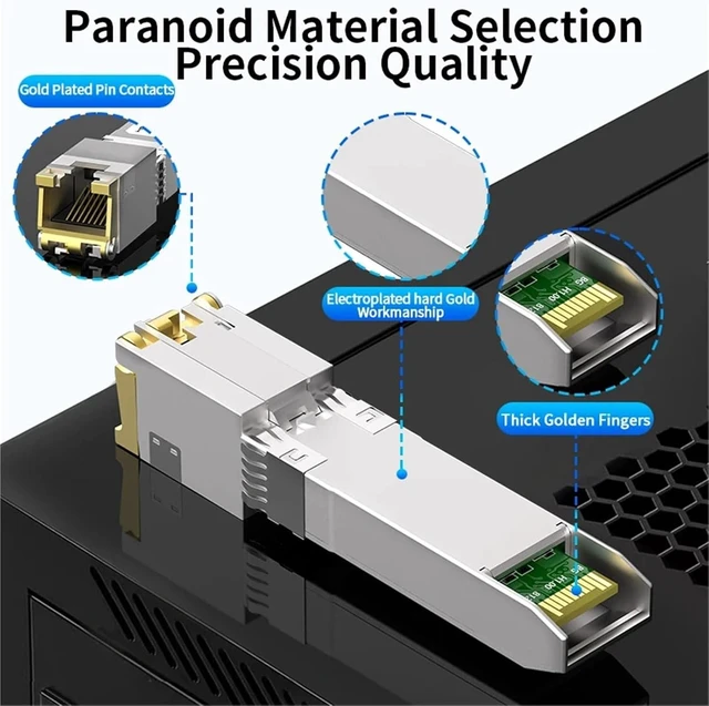 Alt view image 2 of 2 - 10Gb SFP+ Module 1.25/2.5/5/10G SFP+ to RJ45 Transceiver 10GbE Copper SFP Module