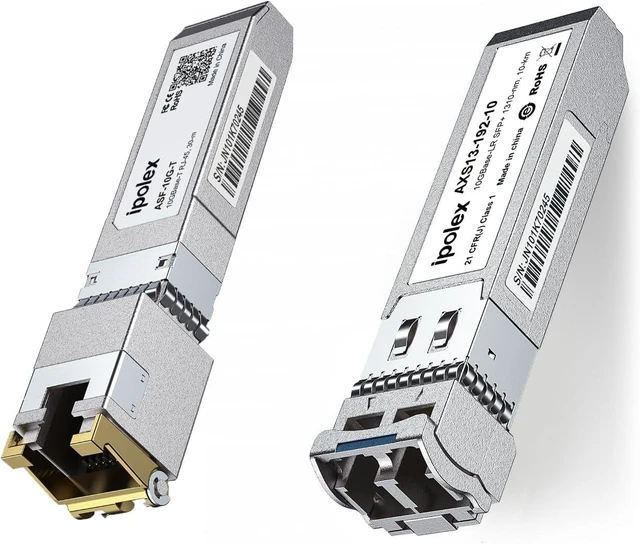 Main image of ipolex 1.25/2.5/5/10G SFP+ to RJ45 Transceiver and 10GBase-LR SFP+ to LC Singlemode Transceiver