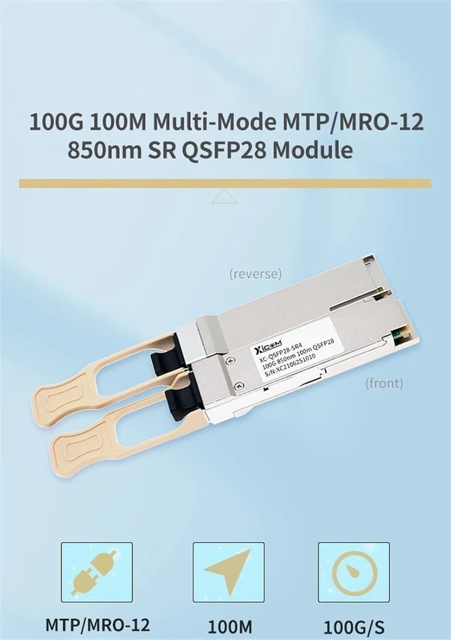 Alt view image 2 of 6 - 100Gbps SFP Optical QSFP28 SR 850nm 100m MPO Connector Multi-Mode Fiber Optic Switch Transceiver Optic (Color : 2pcs)