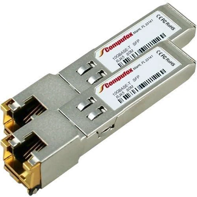 Main image of 10GBASE-T SFP+ Transceiver (Copper, 80m, RJ-45) for Mikrotik, Ubiquiti, Fortinet, Netgear, D-Link, Juniper, and More. (2 Pack)