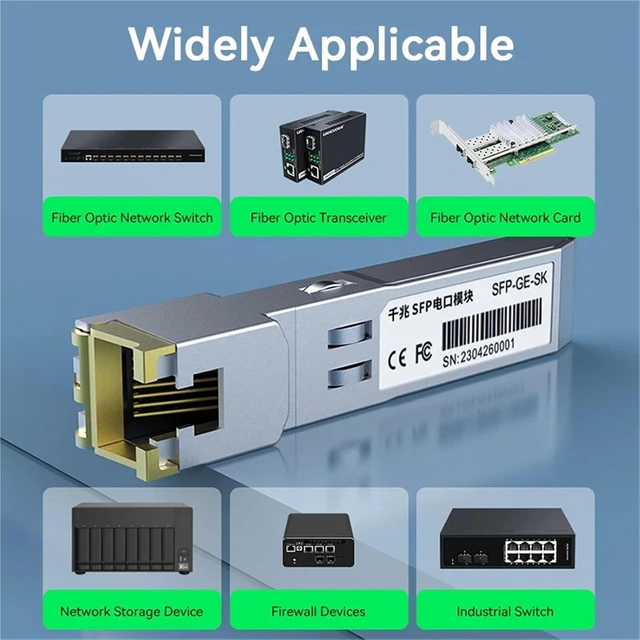 Alt view image 6 of 6 - 1pc 1.25G SFP to RJ45 Copper SFP Module Transceiver, 1000Base-T SFP to Ethernet Module 1000M Transceiver Module