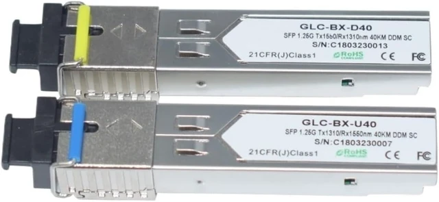 Alt view image 3 of 5 - Fiber Optic Transceiver Modules 1.25G SFP 40km Transceiver 1310/1550nm SC Single Connector(2 Pair)