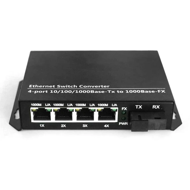 Main image of 2PCS Gigabit Single-Mode 1 Optical 4 Electrical transceiver Single Fiber SC Interface Converter Video Surveillance Transmission 20km