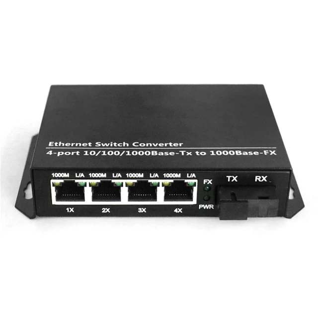 Alt view image 6 of 6 - 2PCS Gigabit Single-Mode 1 Optical 4 Electrical transceiver Single Fiber SC Interface Converter Video Surveillance Transmission 20km