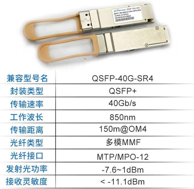 Alt view image 3 of 5 - 1PCS QSFP+40G Optical Module Multi-Mode SRMPO Interface 850nm Transmission 100m Suitable for switches
