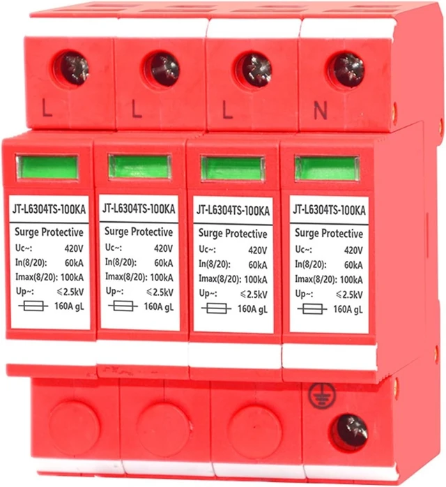 Alt view image 6 of 6 - 1PCS 4P Three-Phase Power Module First-Level Arrester 380V Surge Protector 20/40/60/80/100KA(160KA)