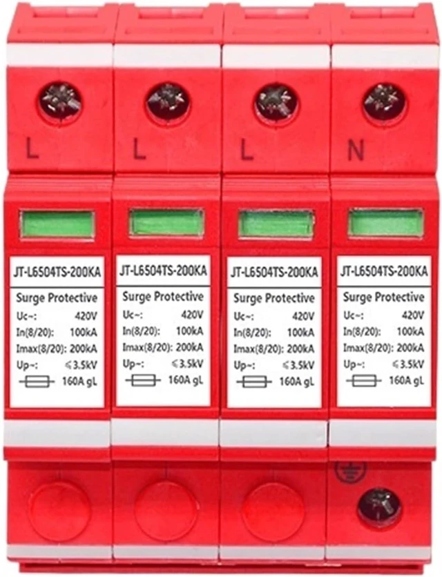 Main image of 1PCS 4P Three-Phase Power Module First-Level Arrester 380V Surge Protector 20/40/60/80/100KA(200KA)