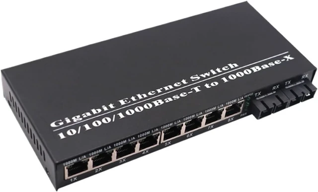 Alt view image 2 of 6 - 2PCS Gigabit Fiber Optic transceiver 2 Optical 8 Electrical Single Mode Dual Fiber SC Interface Network Monitoring Converter Transmission 20km