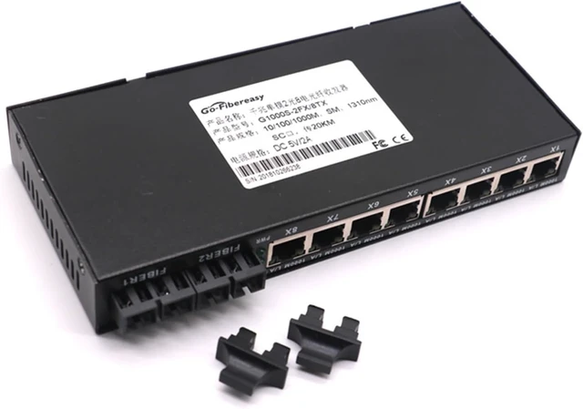 Alt view image 6 of 6 - 2PCS Gigabit Fiber Optic transceiver 2 Optical 8 Electrical Single Mode Dual Fiber SC Interface Network Monitoring Converter Transmission 20km