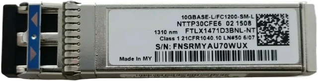 Main image of 1pc Transceiver SFP 10G 1310NM FTLX1471D3BNL-NT NTTP30CFE6 10GBASE 10KM Sfp Fiber Switch Transceiver