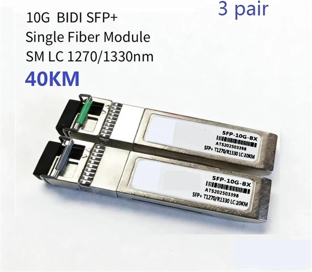 Alt view image 2 of 5 - SFP Module 10G 40KM SFP Module WDM Bidi SFP+ Transceiver Fiber Module 1270nm/1330nm LC Simplex Fiber(3pair)