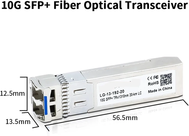 Alt view image 2 of 7 - 10G SFP+ Fiber Module Transceiver 20KM DDM LC Optical Fiber Module Single Mode Compatible with SFP Switch
