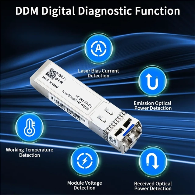 Alt view image 3 of 7 - 10G SFP+ Fiber Module Transceiver 20KM DDM LC Optical Fiber Module Single Mode Compatible with SFP Switch