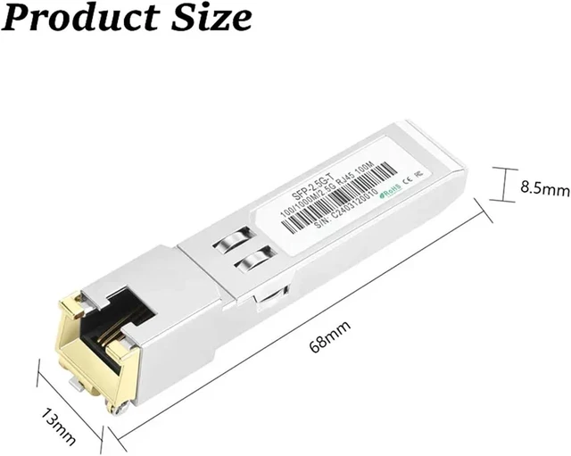 Alt view image 4 of 5 - Fiber SFP Transceiver Module 2.5G RJ45 Port 100M Optical Ethernet Switch Compatible SFP Copper Module(5PCS)