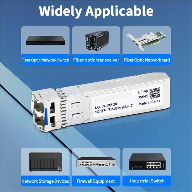 Alt view image 7 of 7 - 10G SFP+ Fiber Module Transceiver 20KM DDM LC Optical Fiber Module Single Mode Compatible with SFP Switch