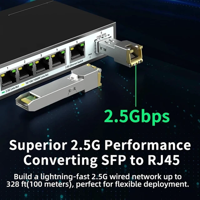 Alt view image 3 of 7 - HORACO 10G SFP+ 2.5G Copper SFP Modules Optical Port Turn to RJ45 Ethernet Port Gigabit 1000M Transceiver (Color : HC-10GE-T)